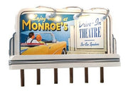 Woodland Scenics JP5794 Monroe’s Drive-In Theatre billboard with lights