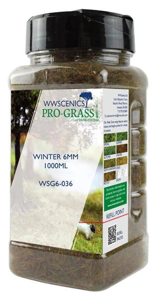 WWScenics 6mm Winter Static Grass 1000ml Canister — exact WWScenics product image