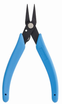 Xuron 485 long nose pliers with blue rubber handles, full tool view