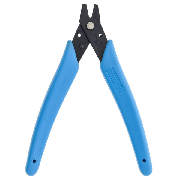 Xuron 691 double flush cutter with open jaws and blue handles