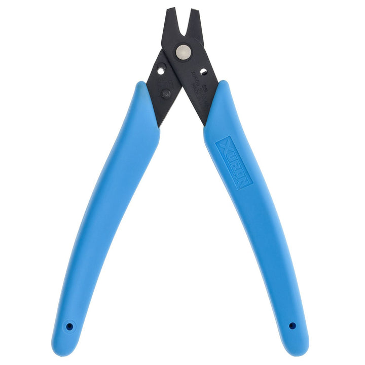 Xuron 691 double flush cutter with open jaws and blue handles