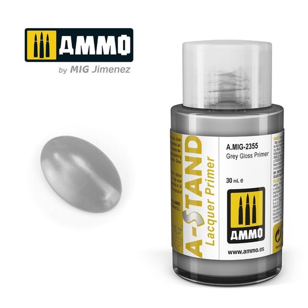 AMMO by Mig A-STAND Grey Gloss Primer, 30mL — exact product image