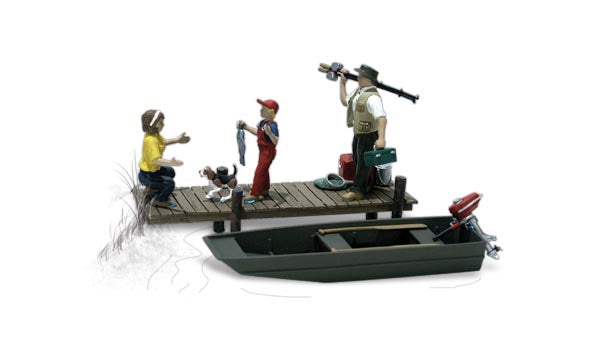 Woodland Scenics A1923 Family Fishing HO scale 5-piece Scenic Accents figure set