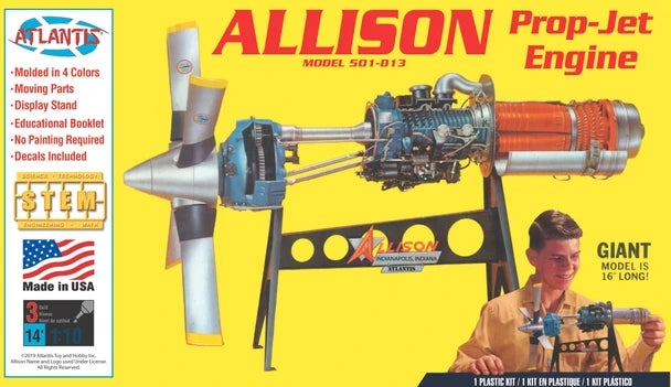 Atlantis Allison 501-D13 Prop-Jet aircraft engine 1:10 STEM model kit