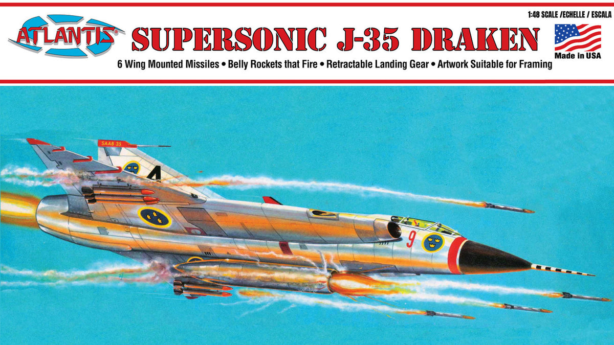Atlantis Saab J-35 Draken supersonic fighter jet 1:48 model kit