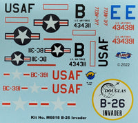 Atlantis Douglas B-26 Invader M6818 included decal sheet
