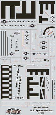 Atlantis U.S. Space Missiles M6871 included decal sheet