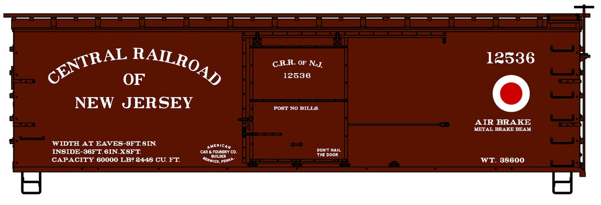 Accurail 1812 Central Railroad of New Jersey 36-foot wood boxcar HO scale