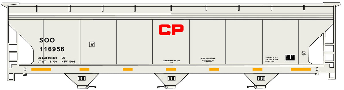 Accurail 2116 Soo Line Canadian Pacific 3-bay ACF covered hopper HO scale
