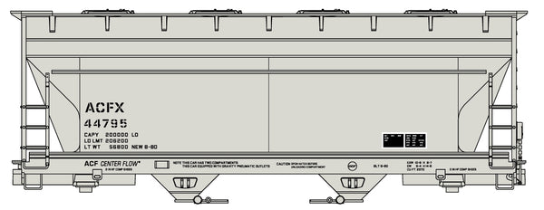 Accurail ACFX number 44795 ACF two-bay covered hopper HO scale kit