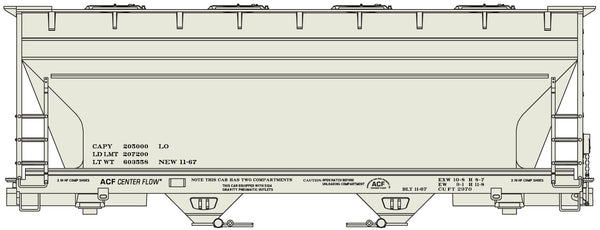 Accurail Data Only gray ACF two-bay covered hopper HO scale kit