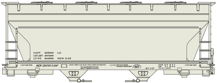 Accurail Data Only gray ACF two-bay covered hopper HO scale kit
