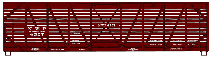 Accurail Northwestern Pacific number 4527 40-foot wood stock car HO scale kit