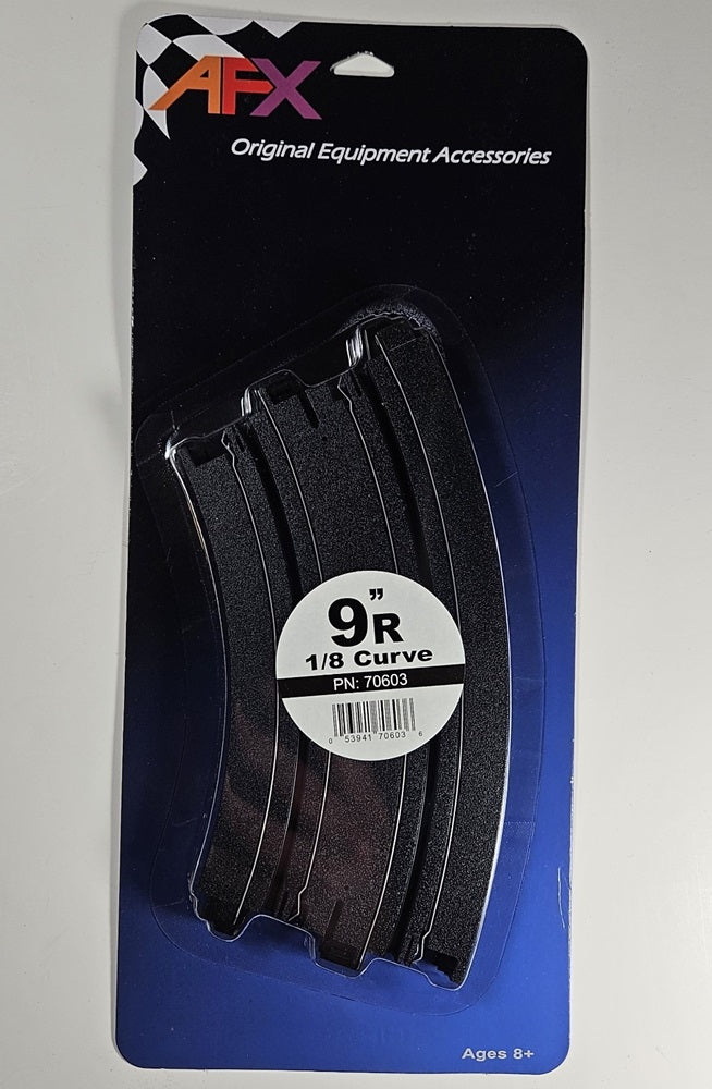 AFX 9-inch 1/8 radius curve HO slot car track pair