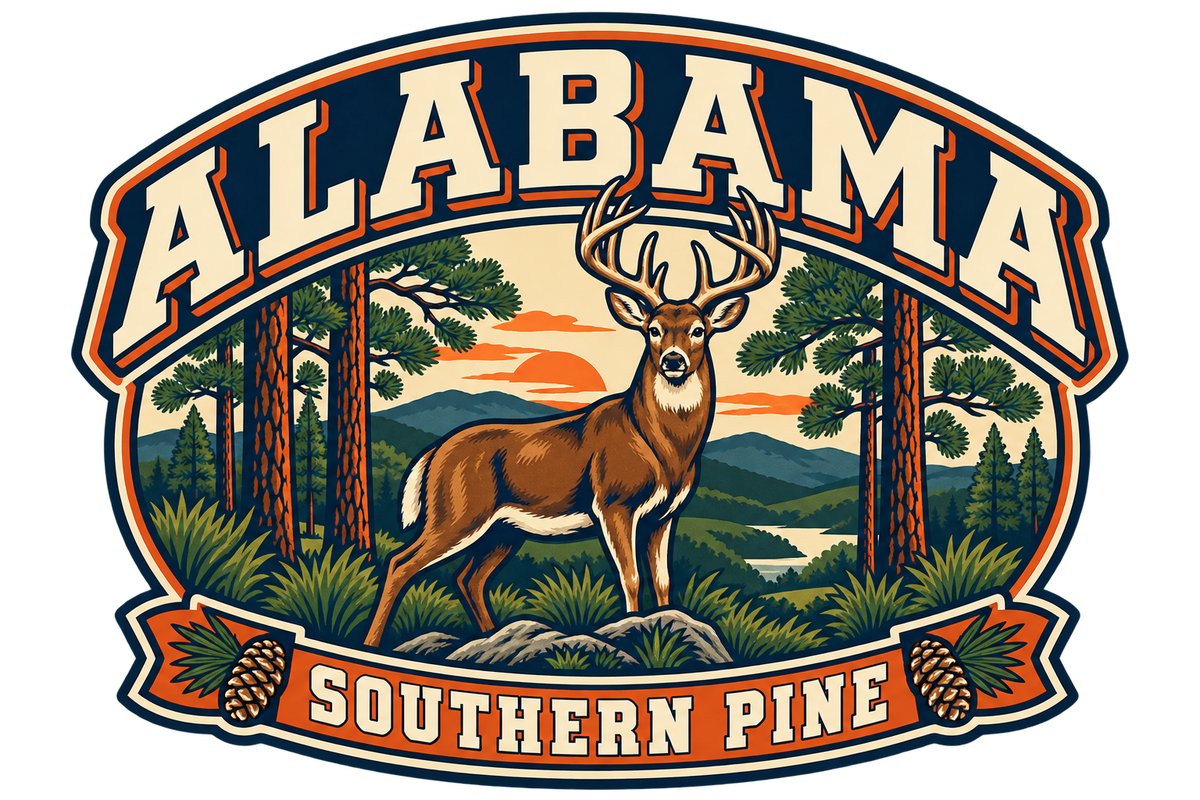 Alabama Southern Pine heritage badge embroidery artwork