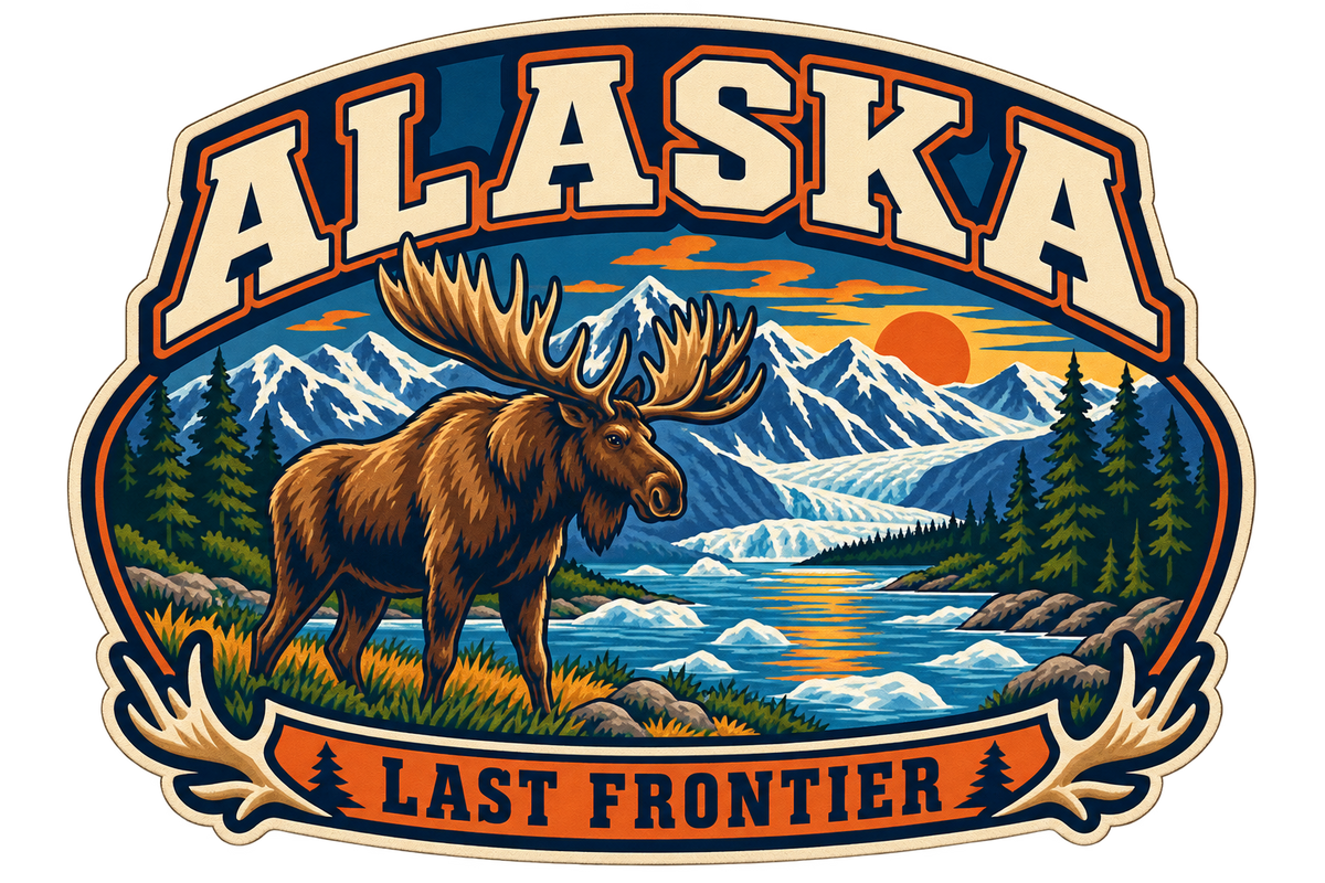 Alaska heritage badge embroidery artwork