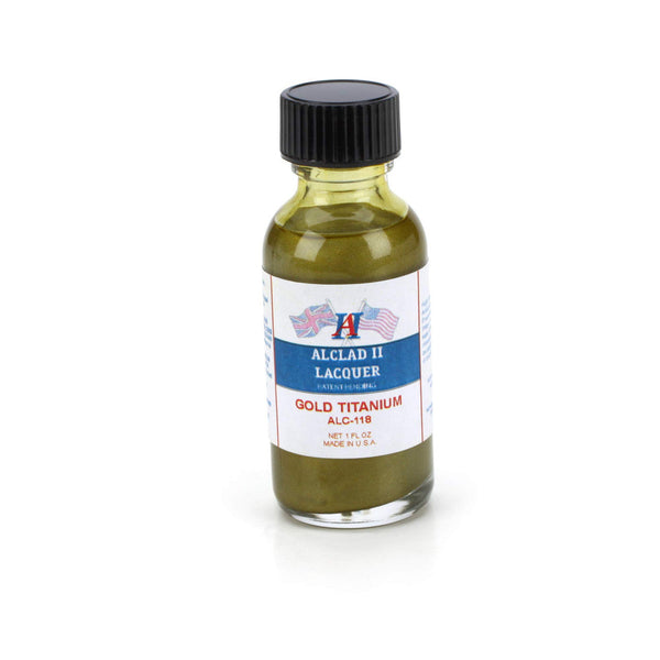 Alclad II ALC-118 Gold Titanium 1 oz lacquer bottle alternate exact-product view