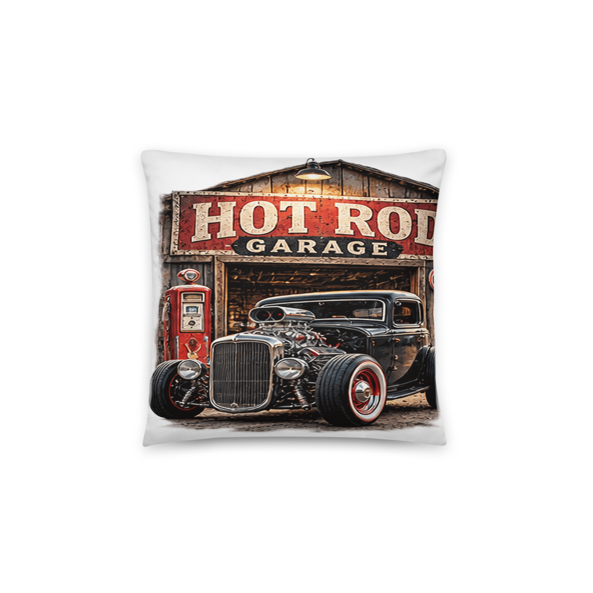 Hot Rod Garage Blown Coupe All-Over Print Pillow product mockup