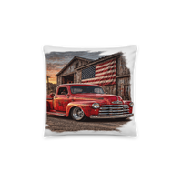 Barn Flag Red Hot Rod Pickup All-Over Print Pillow product mockup