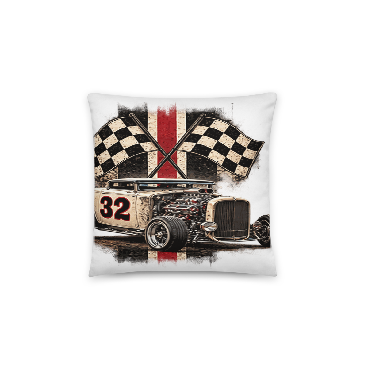 Number 32 Checkered Roadster All-Over Print Pillow product mockup