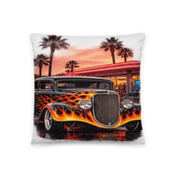 Neon Diner Flame Coupe All-Over Print Pillow product mockup 3