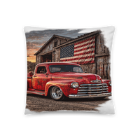 Barn Flag Red Hot Rod Pickup All-Over Print Pillow product mockup 3