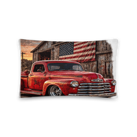 Barn Flag Red Hot Rod Pickup All-Over Print Pillow product mockup 5