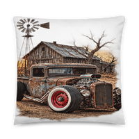 Rust and Thunder Rat Rod Pickup All-Over Print Pillow product mockup 8