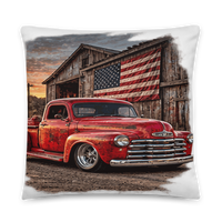 Barn Flag Red Hot Rod Pickup All-Over Print Pillow product mockup 8