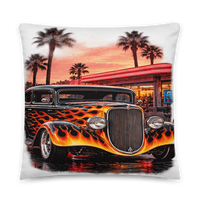 Neon Diner Flame Coupe All-Over Print Pillow product mockup 7