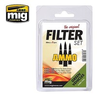 Ammo Green Vehicles Filter Enamel Paint Set (3 Colors) 35ml Bottles — exact AMMO by Mig Jimenez product image