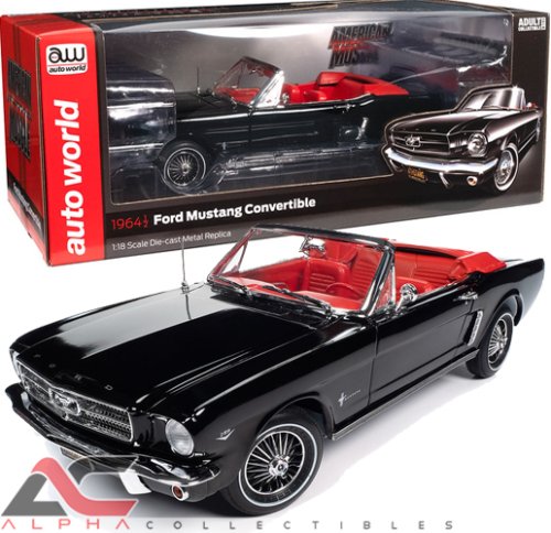 American Muscle 1964.5 Ford Mustang Convertible Raven Black 1:18 AMM1312