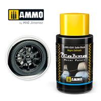 AMMO A.MIG-0341 Cobra Motor Satin Black 30 mL bottle with painted wheel sample
