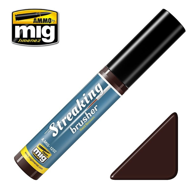 AMMO by Mig Jimenez A.MIG-1252 Red Brown Streakingbrusher weathering paint, 10 ml