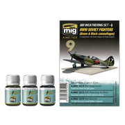 AMMO A.MIG-7422 WWII Soviet Fighters weathering set with three panel line wash bottles