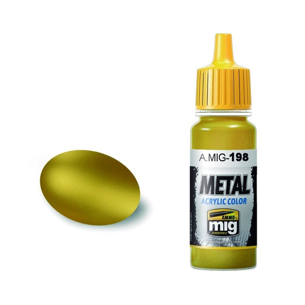 AMMO by Mig Jimenez A.MIG-0198 Metallic Gold acrylic paint, 17 ml