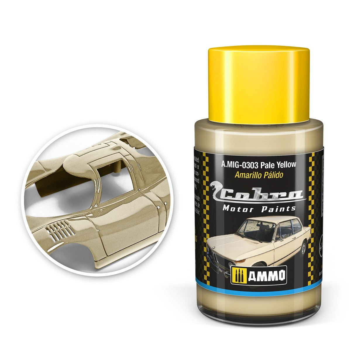 AMMO by Mig Jimenez A.MIG-0303 Cobra Motor Pale Yellow acrylic paint, 30 mL