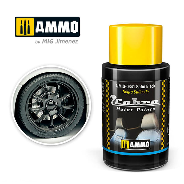 AMMO by Mig Jimenez A.MIG-0341 Cobra Motor Satin Black acrylic paint, 30 mL