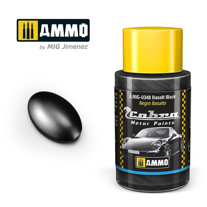 AMMO by Mig Jimenez A.MIG-0348 Cobra Motor Basalt Black acrylic paint, 30 mL