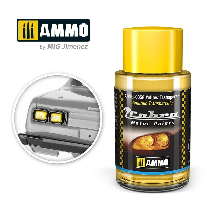 AMMO by Mig Jimenez A.MIG-0358 Cobra Motor Yellow Transparent acrylic paint, 30 mL