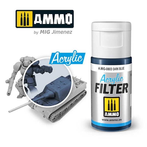 AMMO by Mig Jimenez A.MIG-0803 Dark Blue Acrylic Filter 15 ml bottle