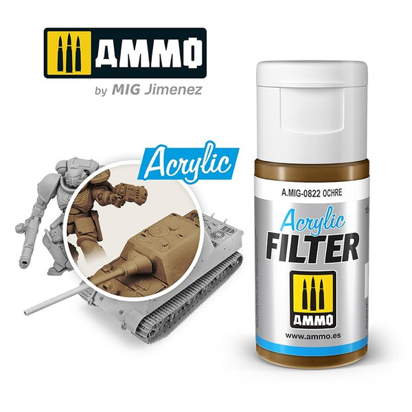 AMMO by Mig Jimenez A.MIG-0822 Acrylic Filter Ochre 15 ml bottle