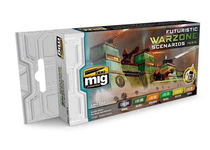 AMMO by Mig Jimenez A.MIG-7154 Futuristic Warzone Scenarios paint set, 6 × 17 mL