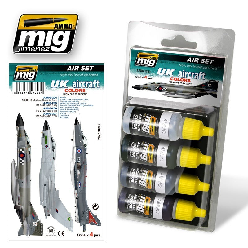 AMMO by Mig Jimenez A.MIG-7203 UK Aircraft Colors paint set, 4 × 17 mL