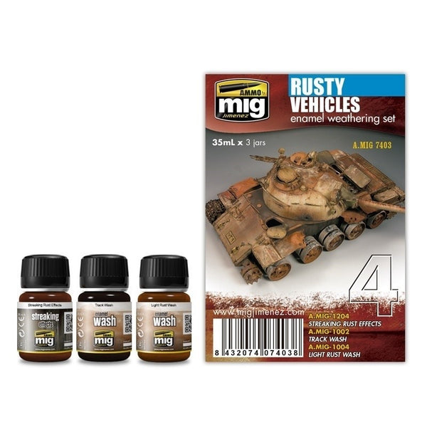 AMMO by Mig Jimenez A.MIG-7403 Rusty Vehicles enamel weathering set
