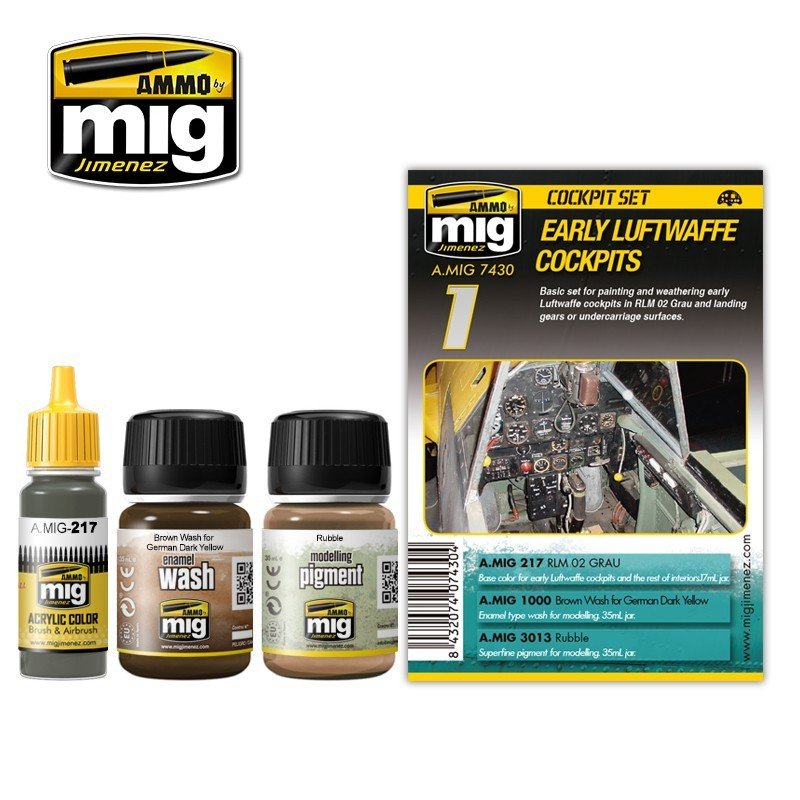 AMMO by Mig Jimenez A.MIG-7430 Early Luftwaffe Cockpits paint and weathering set