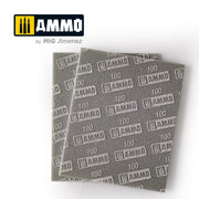 AMMO by Mig Jimenez A.MIG-8555 100-grit sanding sponge sheets, two-piece pack.