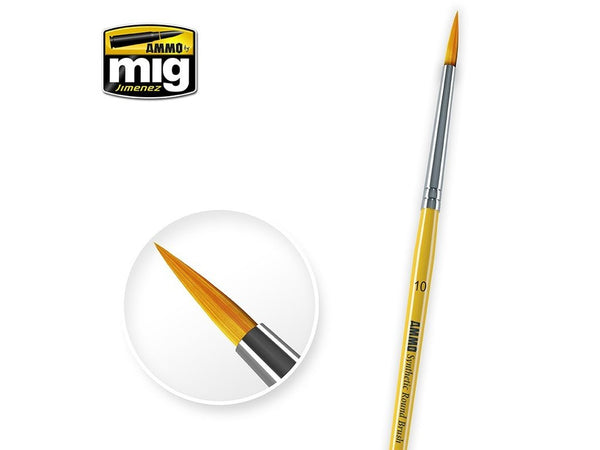 AMMO by Mig Jimenez A.MIG-8617 No. 10 synthetic round brush with yellow handle.
