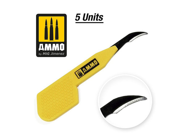 AMMO by Mig Jimenez A.MIG-8687 precision scalpel ripper replacement blades, five-piece pack.