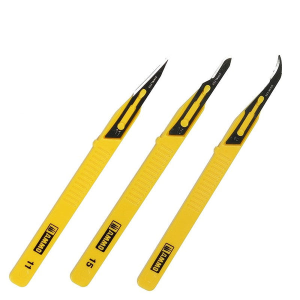AMMO by Mig Jimenez A.MIG-8691 Mini Blade Set with three yellow craft knives